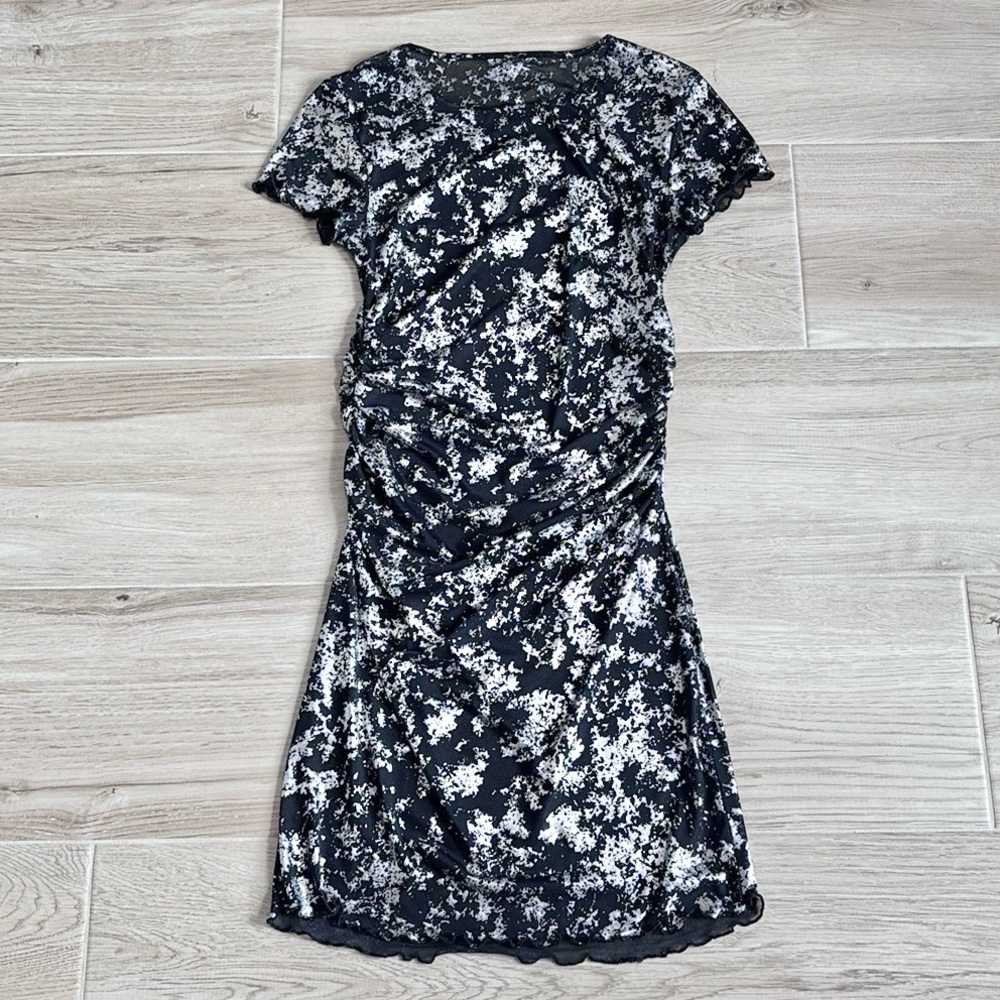 No Comment Floral Black and White Midi Dress Large - Picture 5 of 5